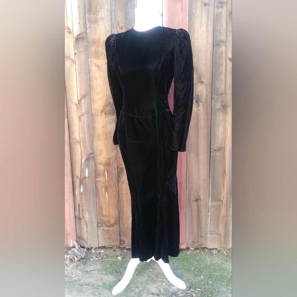 Vintage Jessica McClintock black velvet dress - Picture 5 of 6
